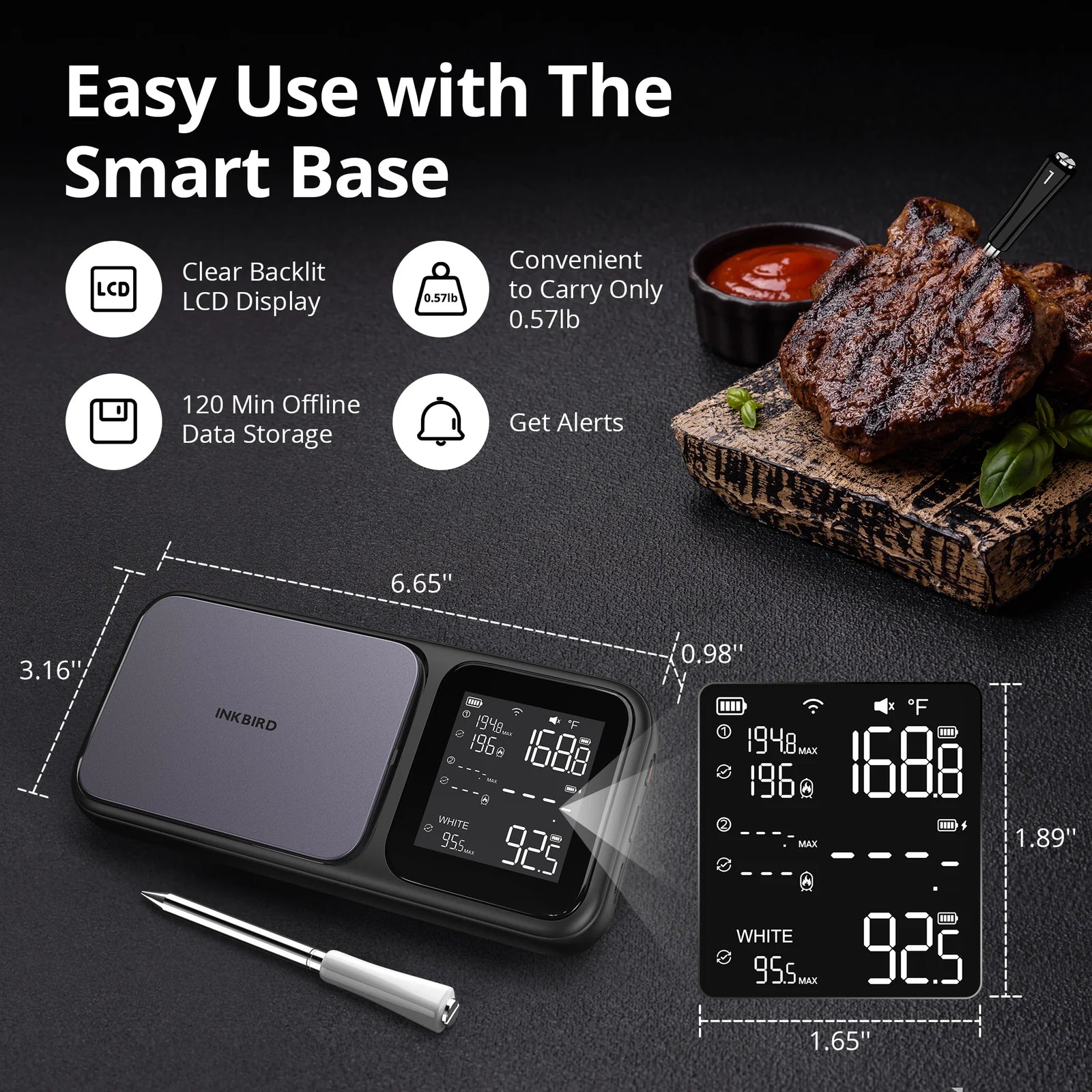 INKBIRD INT-33-BW Trådlös Grilltermometer WiFi Och Bluetooth