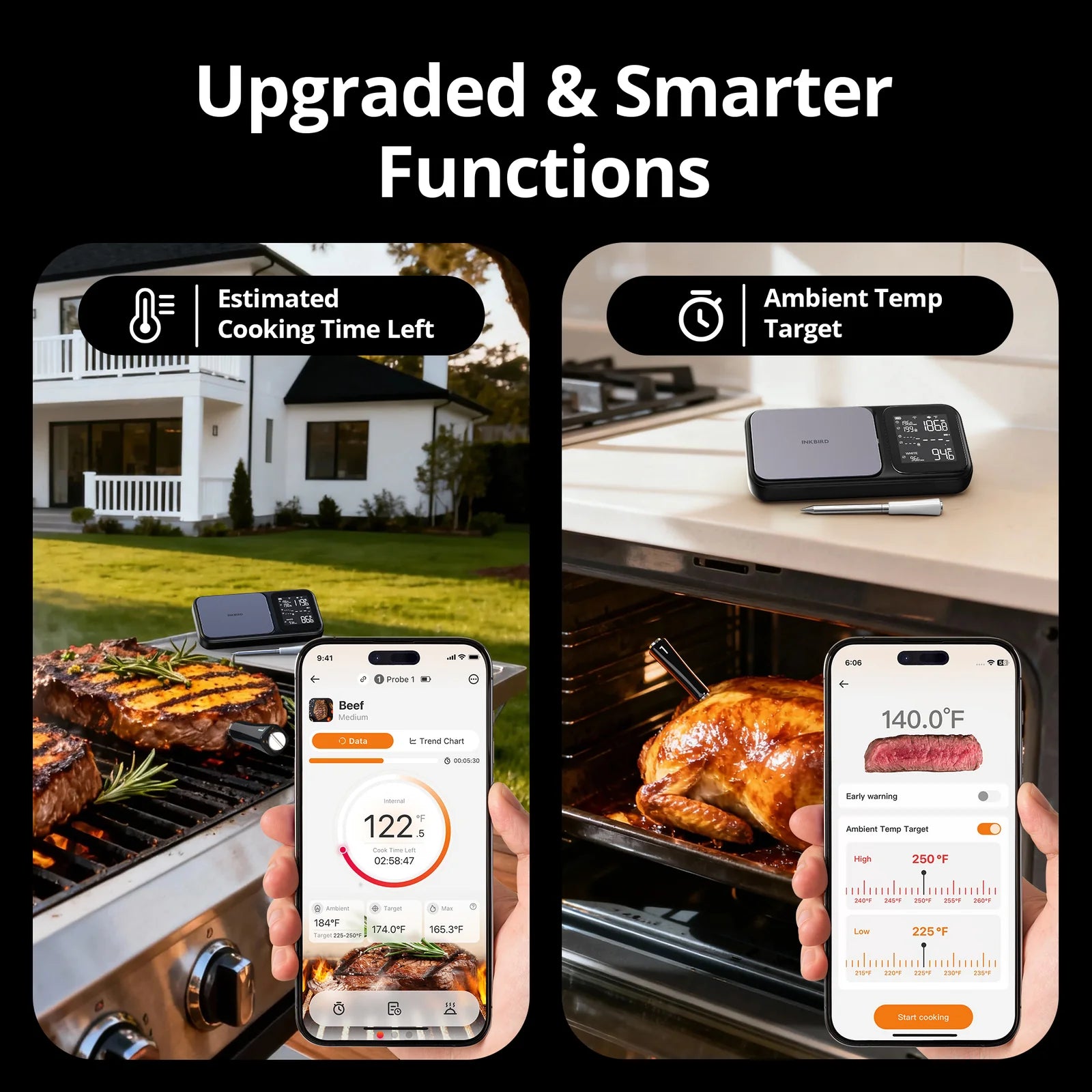 INKBIRD INT-33-BW Trådlös Grilltermometer WiFi Och Bluetooth