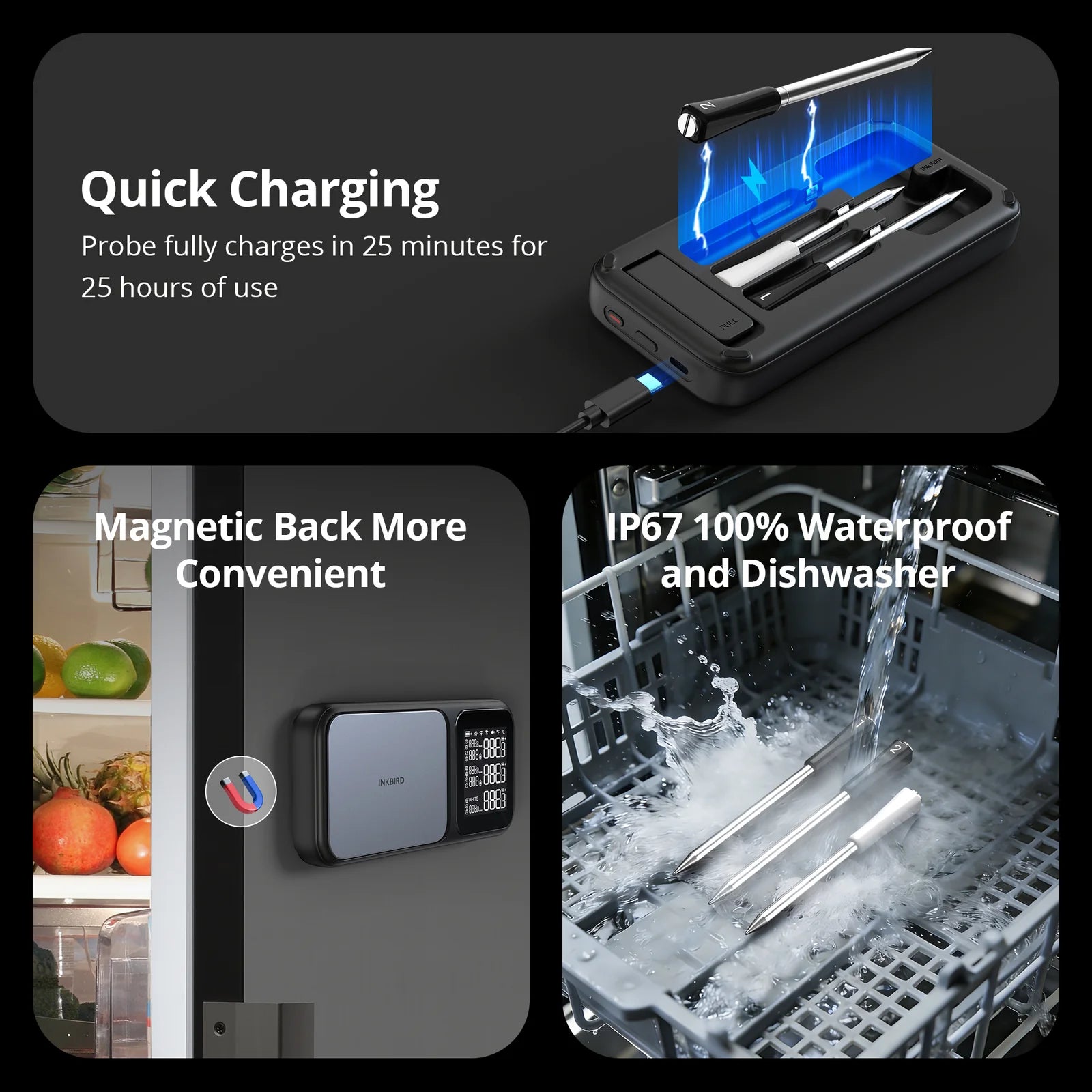 INKBIRD INT-33-BW Trådlös Grilltermometer WiFi Och Bluetooth
