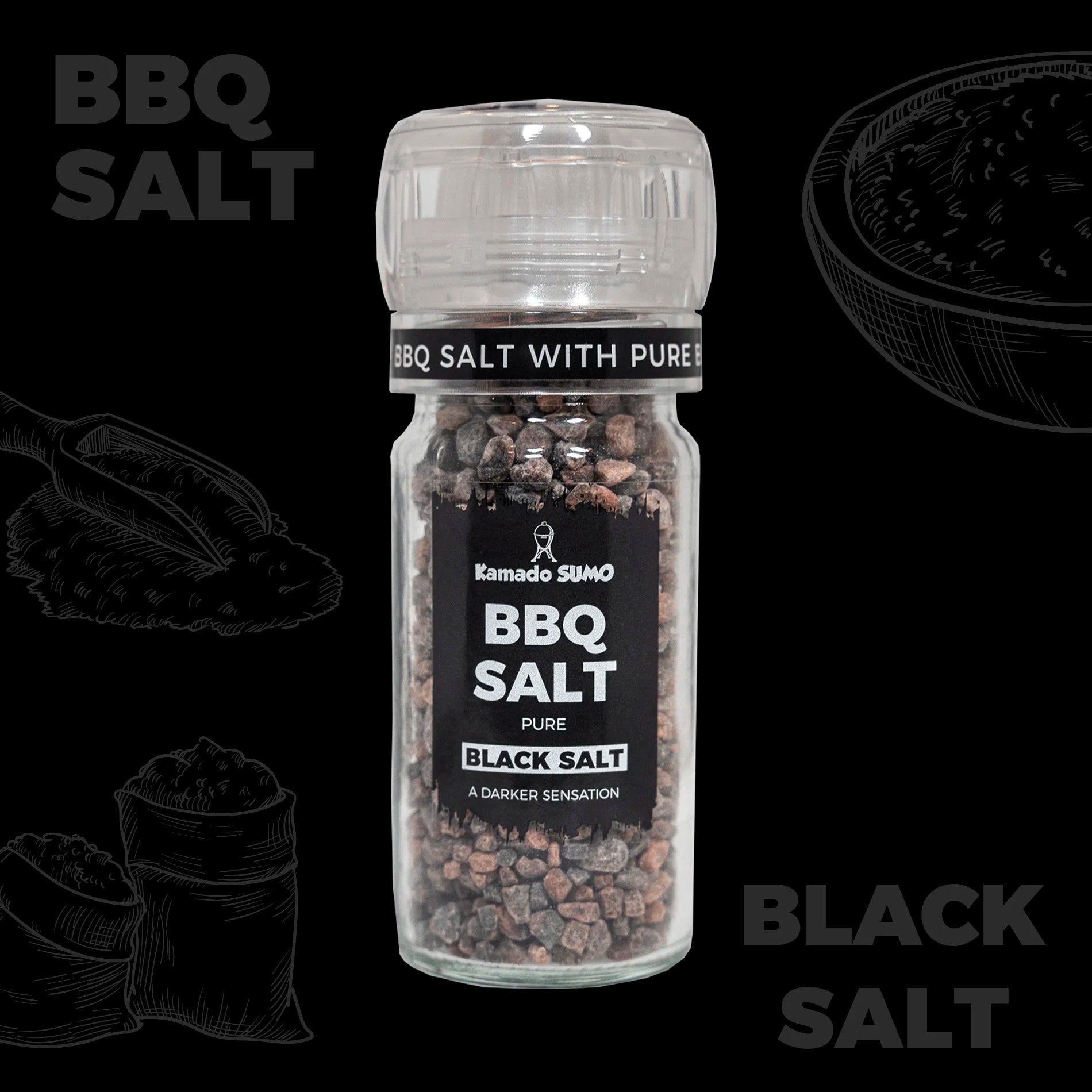 Kamado Sumo BBQ Salt Pure Black