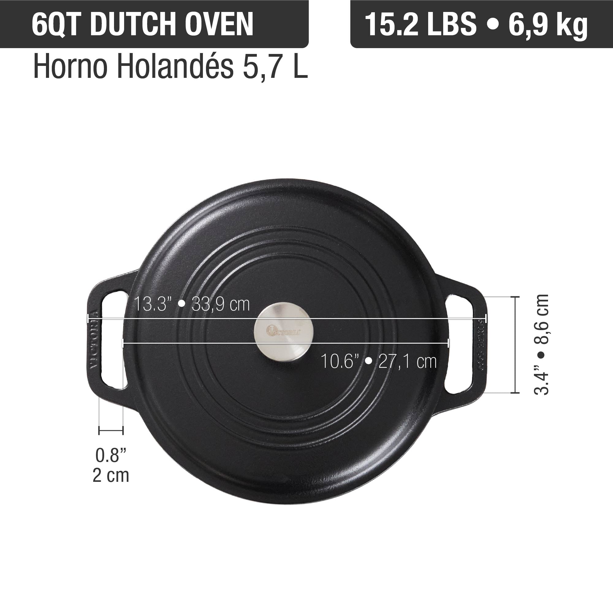 Gjutjärnsgryta Dutch Oven Victoria 5.7 Liter