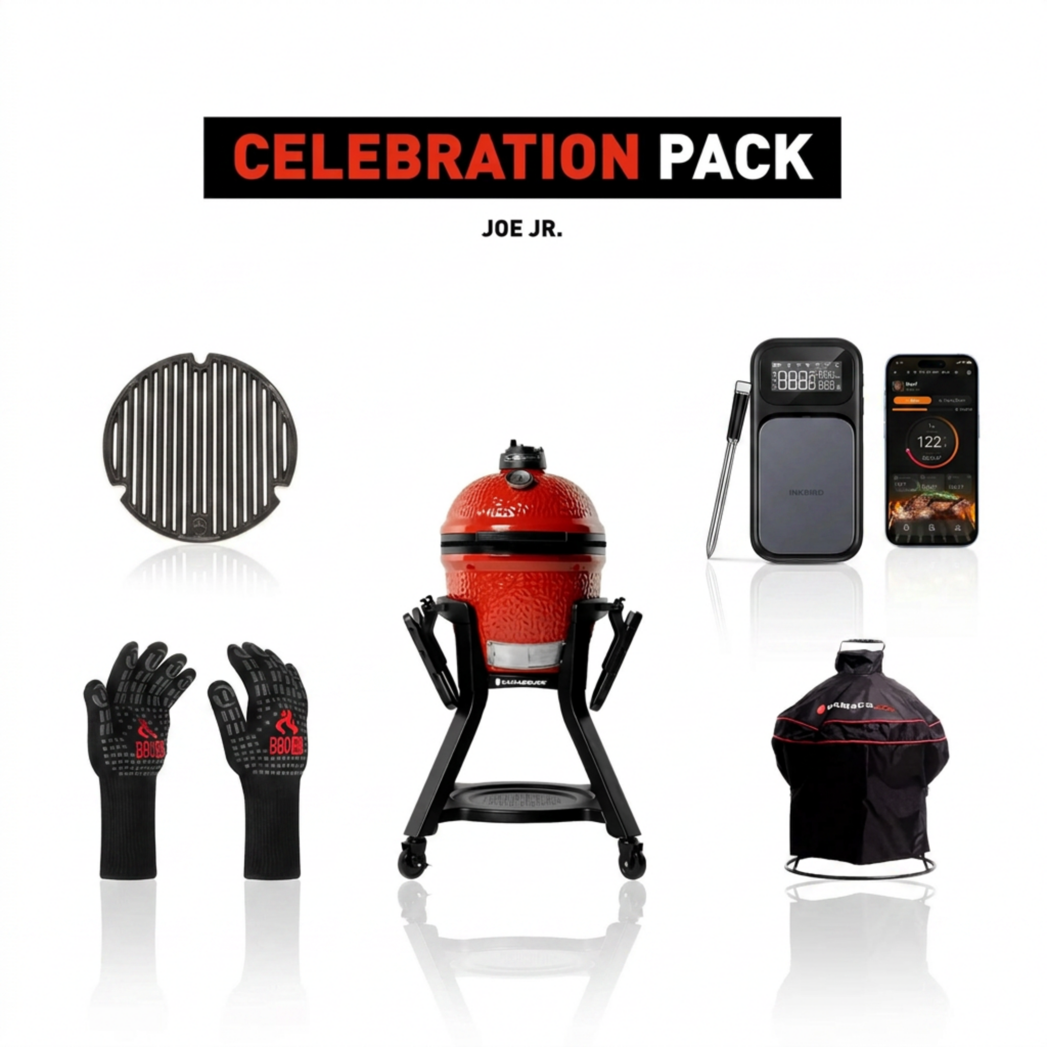 Kamado Joe Jr Celebration Pack 10-årsjubileum Trådlös termometer och grillhandskar på köpet