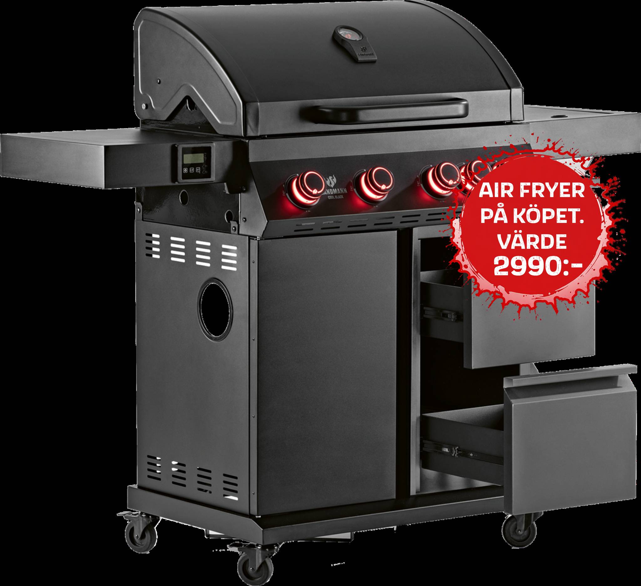 Landmann Gasolgrill Cool Black 4.1 maxX Airfryer På Köpet