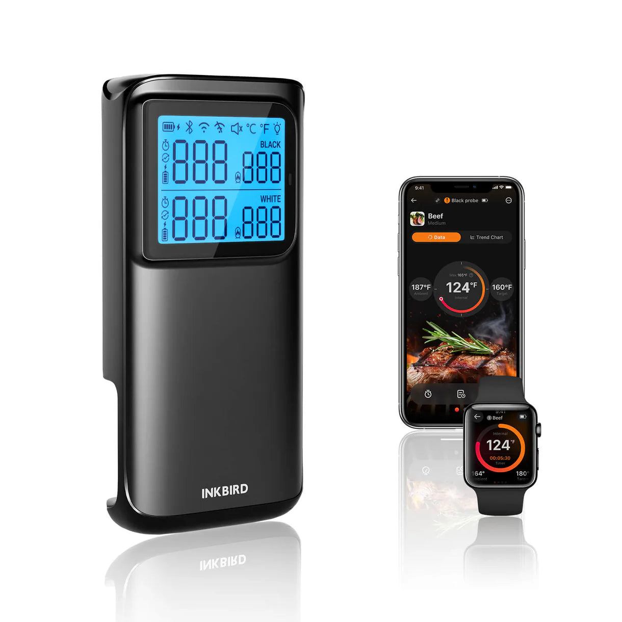 Inkbird INT-12E-BW – Trådlös grilltermometer med WiFi & Bluetooth