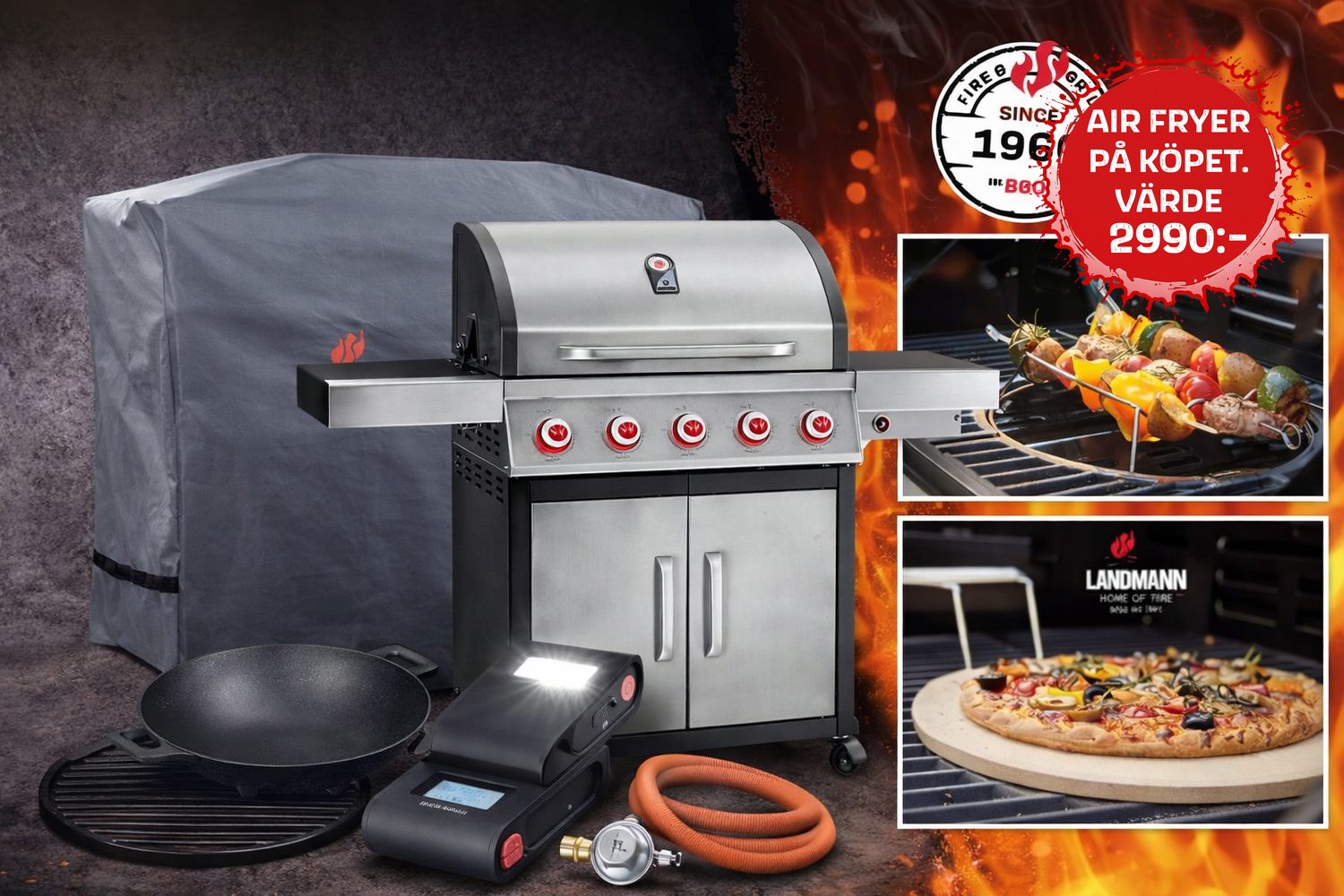 Fullpaket Landmann Triton 4.1 Maxx Rostfritt Stål Airfryer På Köpet