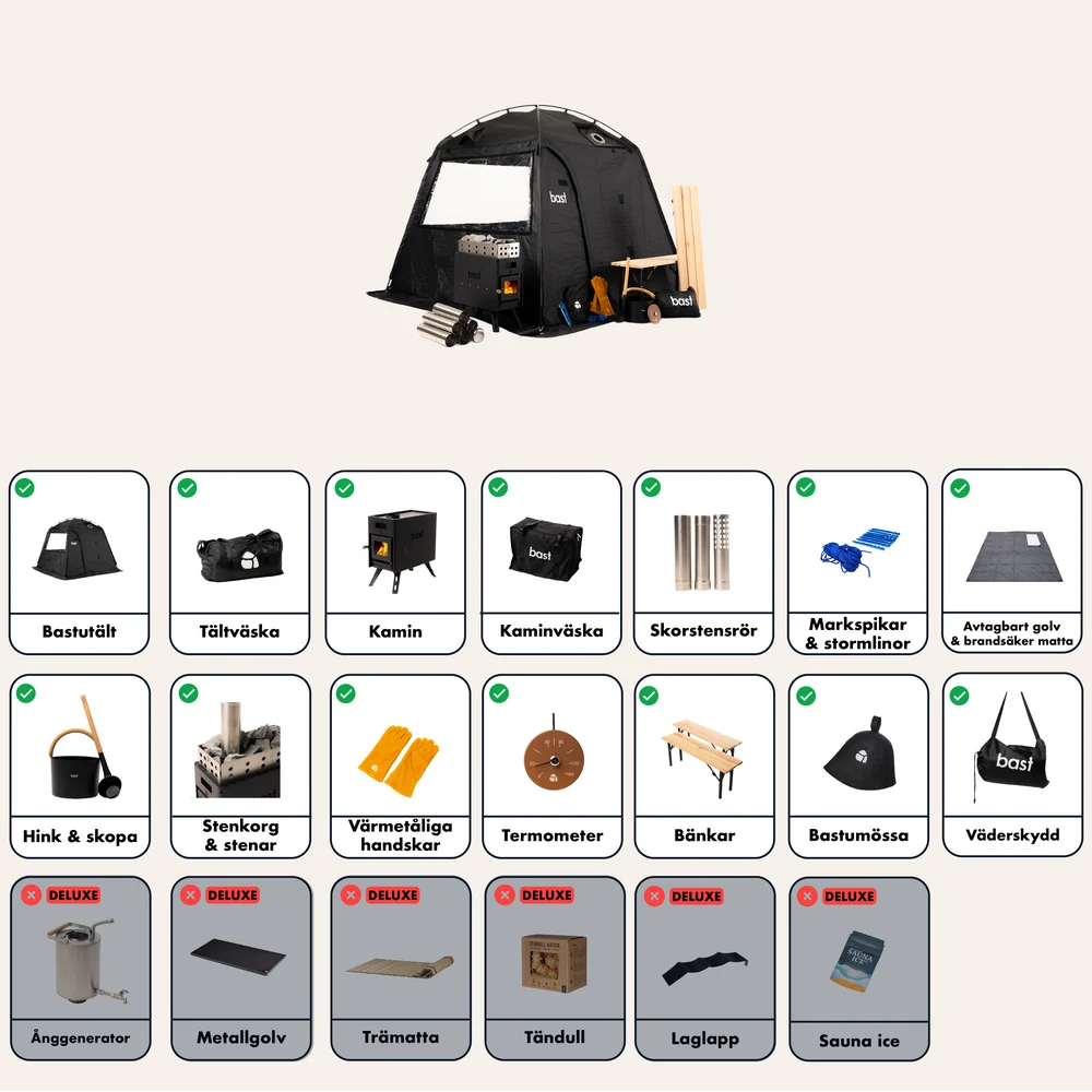 Bastutält Bast Sauna Löv Premium
