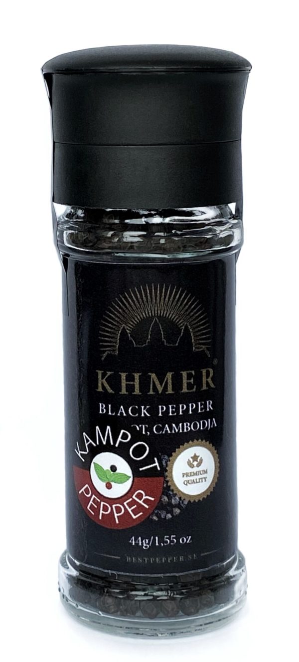 Svartpeppar Kampot Khmer Kvarn. Elegant svartpepparkvarn med peppar av högsta kvalitet