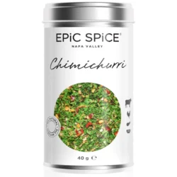 Chimichurri i en läcker plåtburk med vit etikett